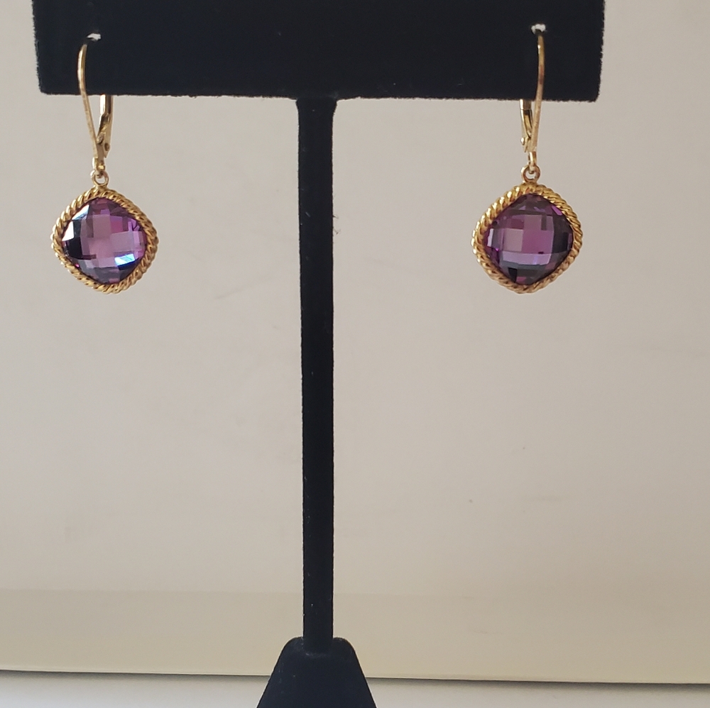 Amethyst Drop Earrings - Picture 2 of 5